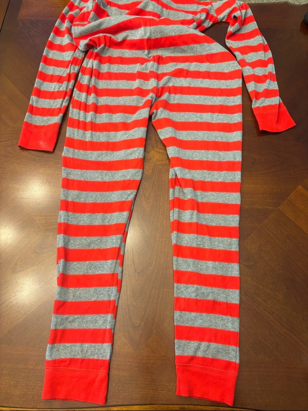 Red and Gray Striped Long-Sleeve Pajama One-Piece - Picture 7 of 8